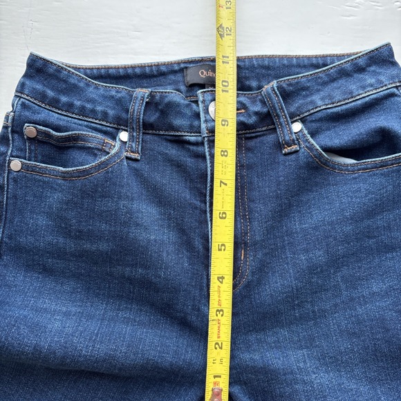 Quince Womens 26 Jeans Dark Wash Stretch High Rise Kick Flare Organic Cotton - Picture 7 of 11